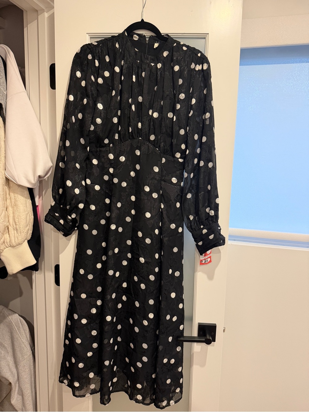 Black White Polka Dot Midi Dress